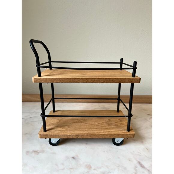 Target 2-Tier Mini Coffee Bar Cart w/ Wheels Kitchen Decor Tabletop 9" - New - Picture 1 of 8